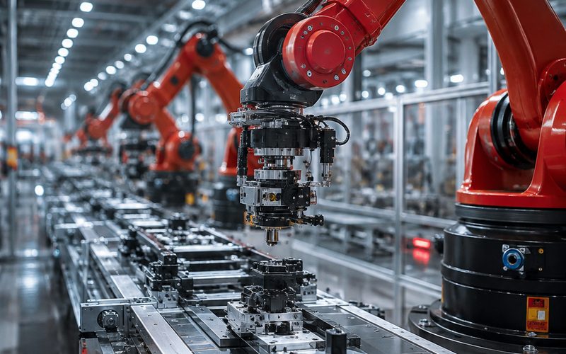 Üretim hattındaki robot kolları