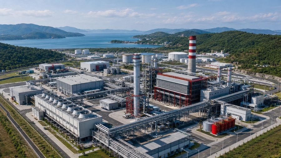 Entegre enerji tesisinin havadan görünümü